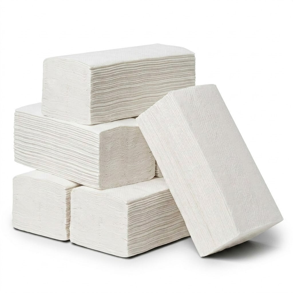 1000x (Tissue) Papierhandtücher 2-lagig 24 x 21 cm Z-Falz (5 x 200 Blatt) spendergeeignet