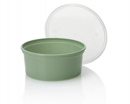 Mikrowellenbehälter mit Deckel Grün 350ML RUND – 100 Stück