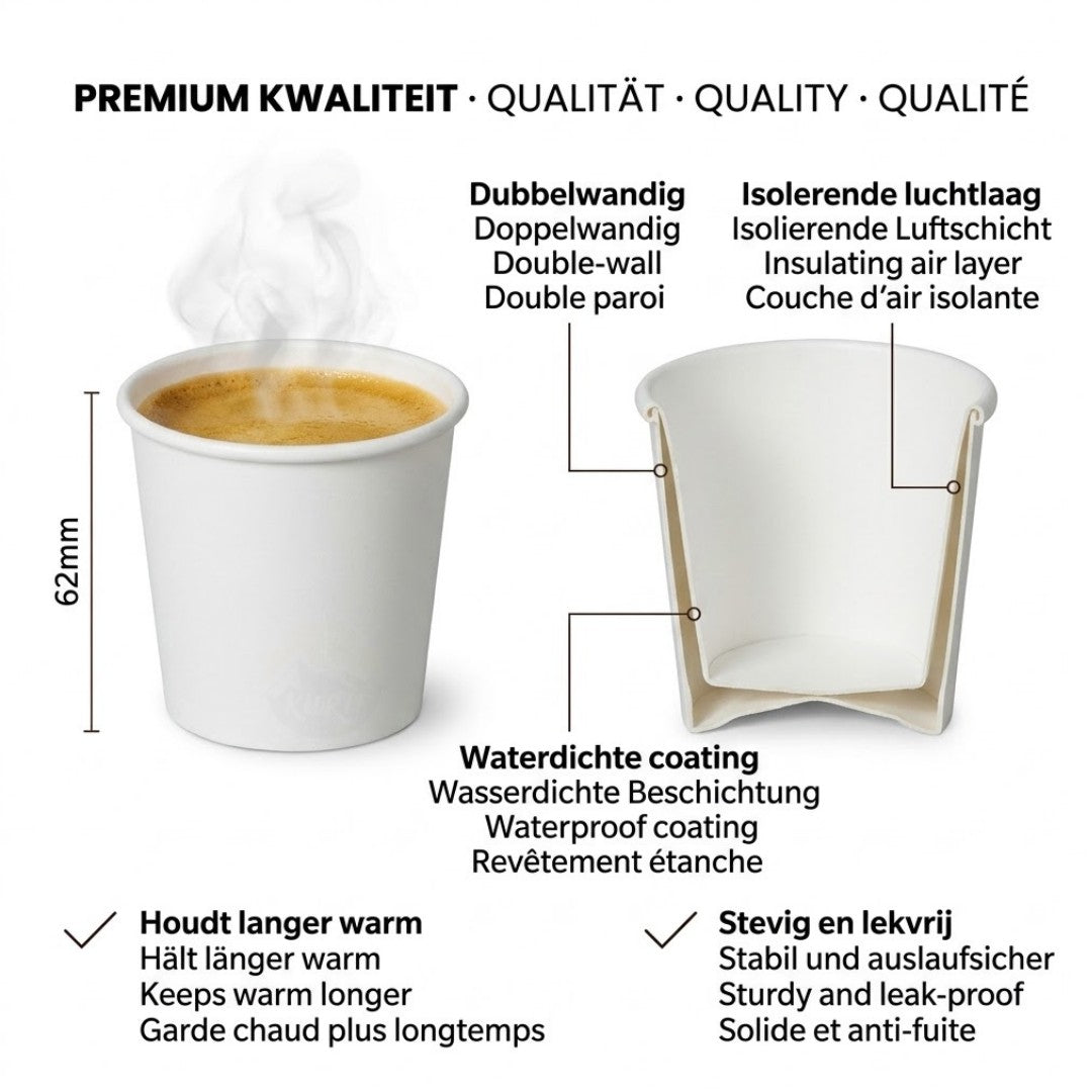 Espressobecher 120ml (4 oz) Weiß - 500 Stück | Auslaufsicher inkl. Umweltabgabe