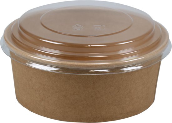 Salatschalen braun 1000ml mit Deckel - 100 stück