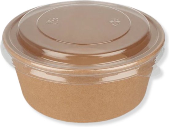 Salatschalen braun 500ml mit Deckel - 100 stück