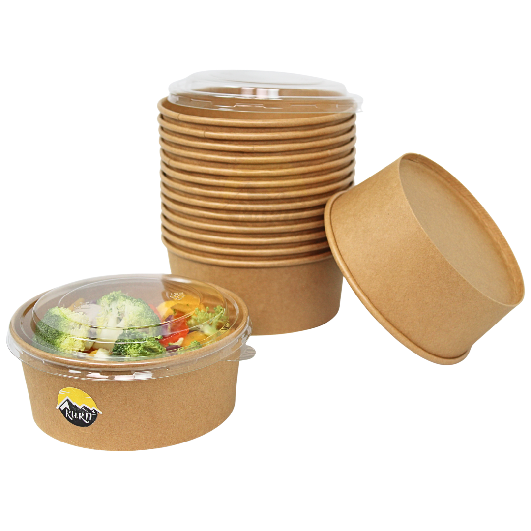 Salatschalen braun 750ml mit Deckel - 100 stück