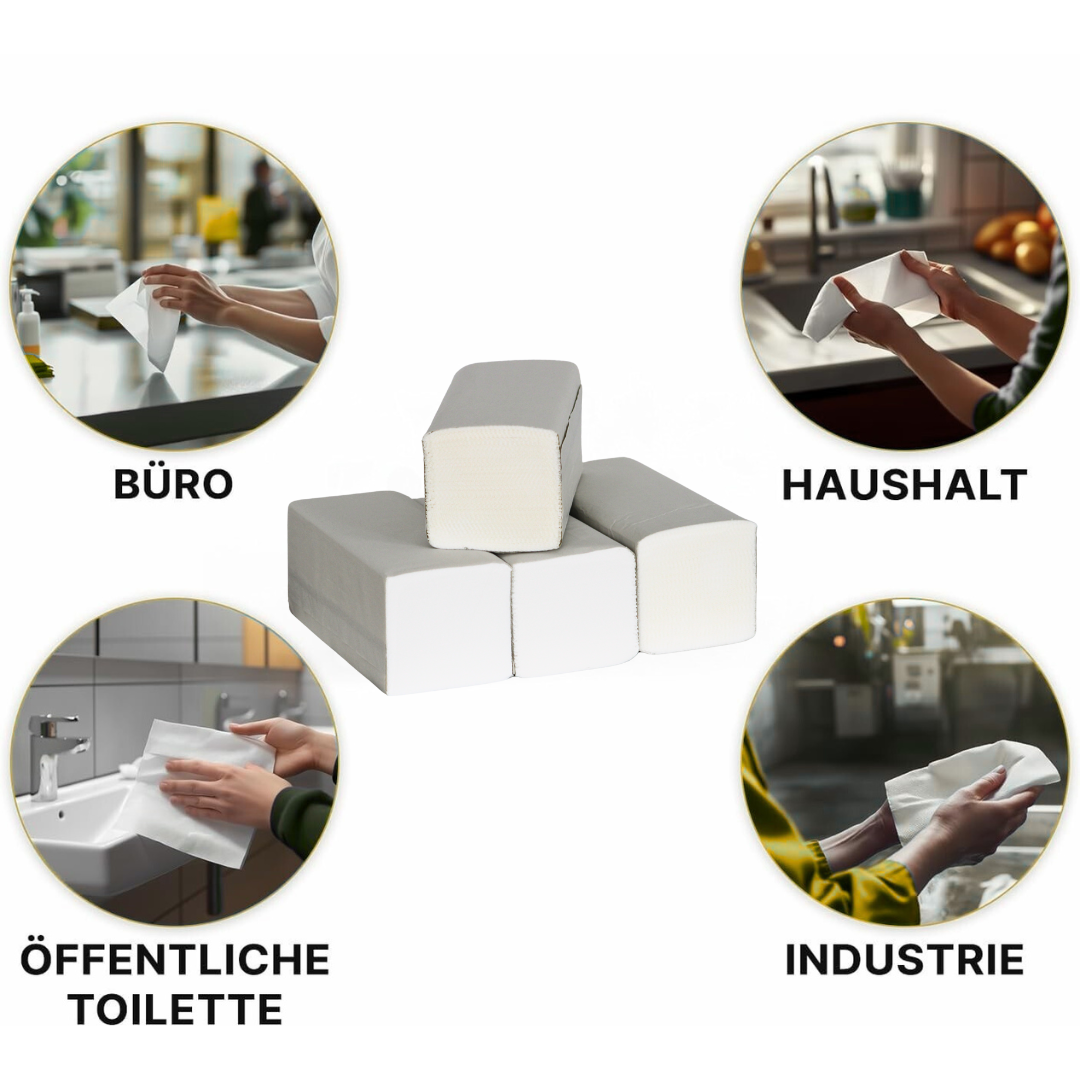 1000 Papierhandtücher, weiß 2-lagig 24 x 21 cm Z-Falz (5 x 200 Blatt)