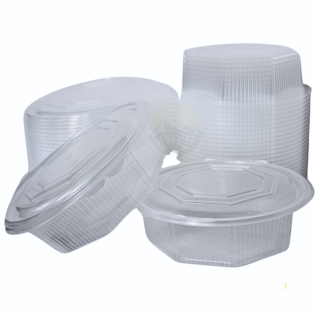 PP Salat Container Transparent 8 -hjørne 1500 ml - 25 stykker