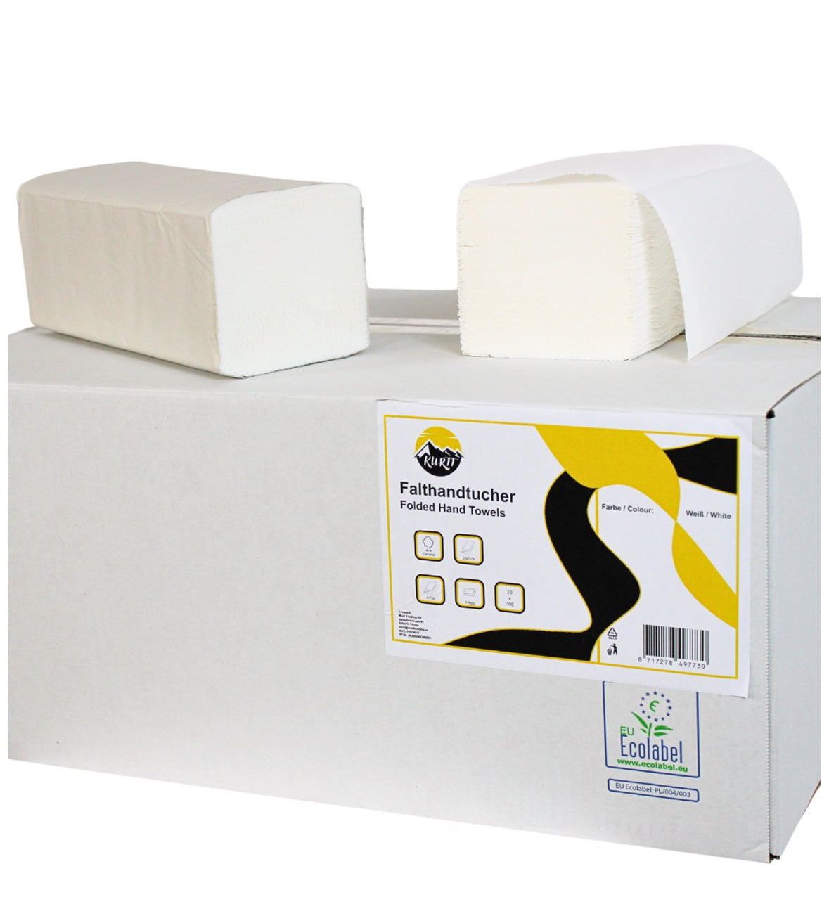 1000 Papierhandtücher, weiß 2-lagig 24 x 21 cm Z-Falz (5 x 200 Blatt)