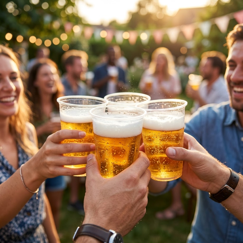 Bierbecher Plastik 500ml – 100/400/800 Stück | Einwegbecher Transparent PP Festival Veranstaltung | Großes Pint Bruchsicher Stapelbar
