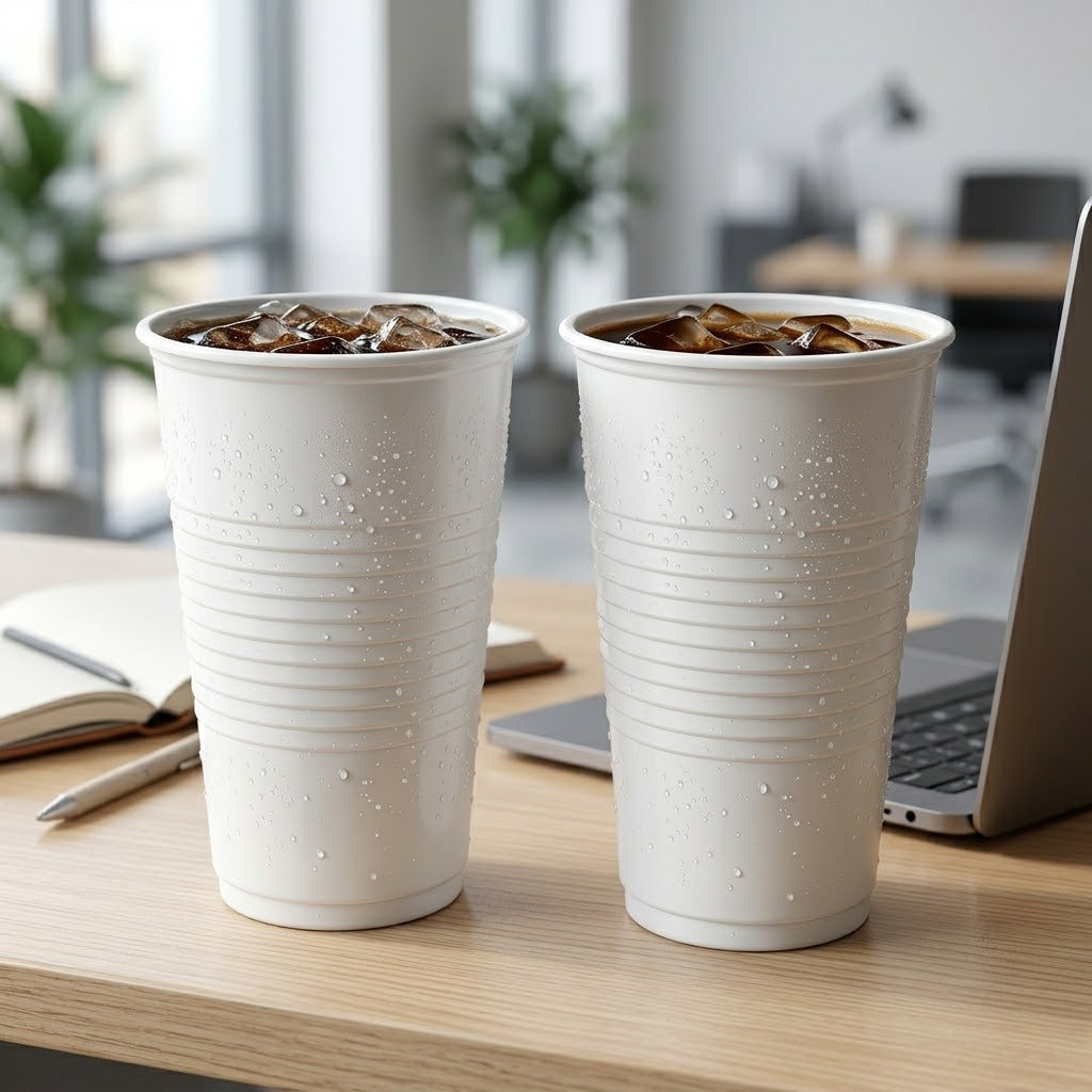 Plastik Trinkbecher Weiß 0,2L PE – 3000 Stück | Einwegbecher Kantine Wasserspender Professionell | Umweltabgabe Inbegriffen