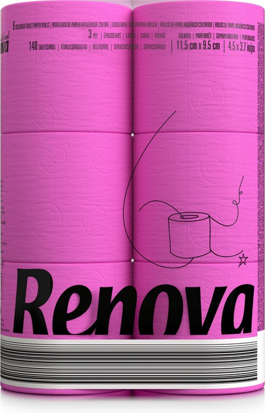 Toilet paper 140 sheets 3-ply Fuchsia Pink