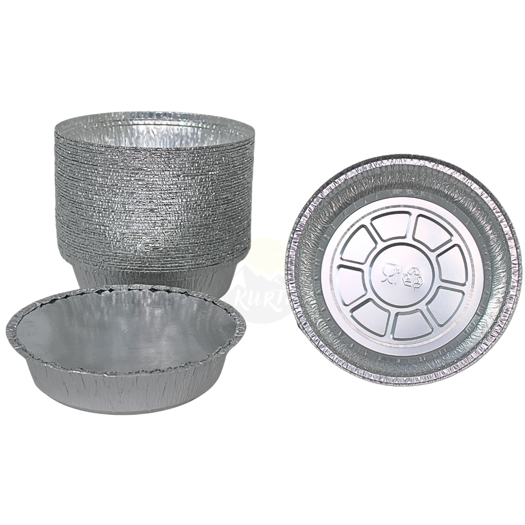 Aluminum tray C801-770L round with lids - 100 pieces