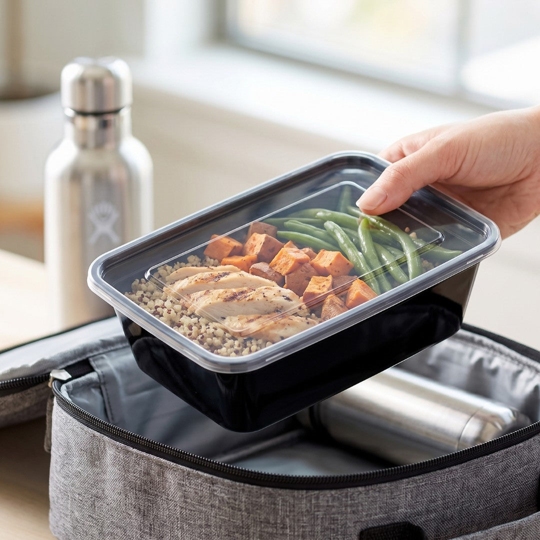 KURTT Meal Prep Boxen Schwarz PP Mit Deckel | Mikrowelle Gefrierschrank 50/100 Stück BPA-frei | 500ml 650ml 750ml 1000ml