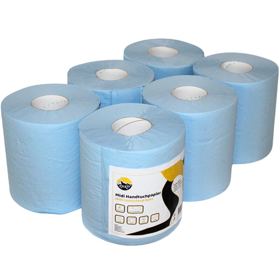 Cleaning roll, Towel roll, MIDI blue - 6 rolls