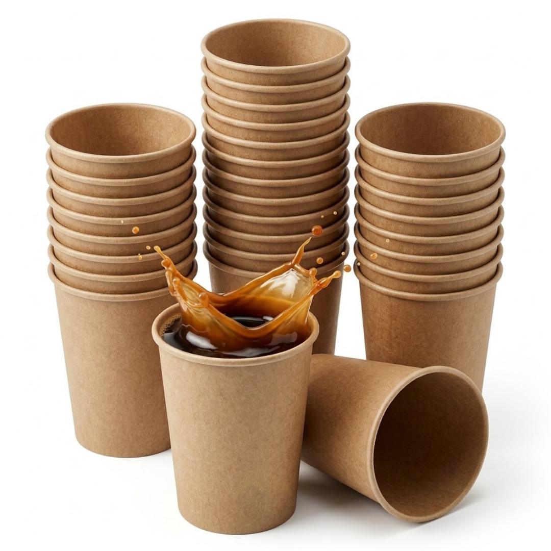 Kaffeebecher Pappe Kraft Braun 200ml Extra Stabil – 100/500/1000 Stück | Café To Go Umweltabgabe Inklusive