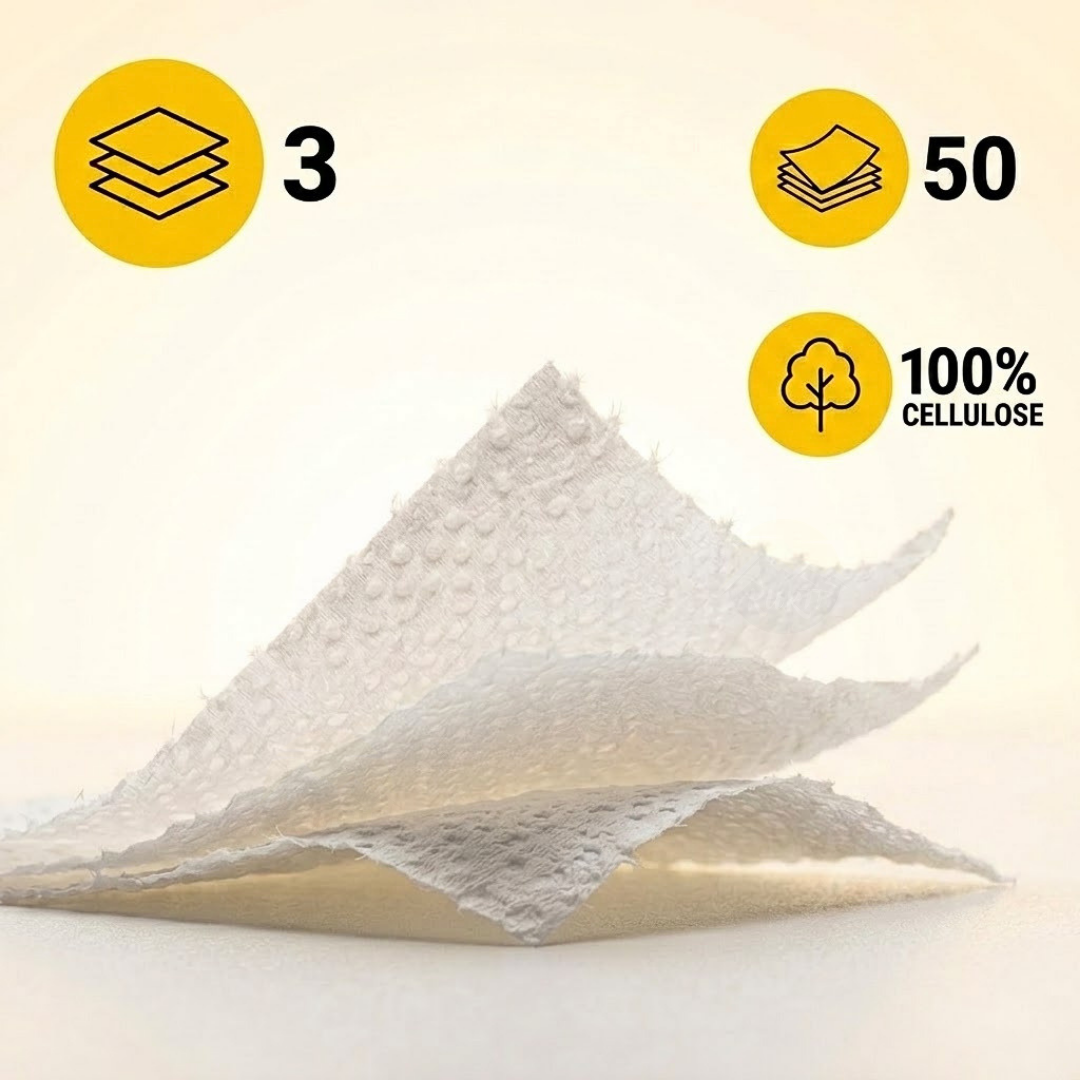 Küchenrollen 3-lagig 32, 64 oder 96 Rollen – 50 Blatt pro Rolle – Küchenpapier Vorratspackung