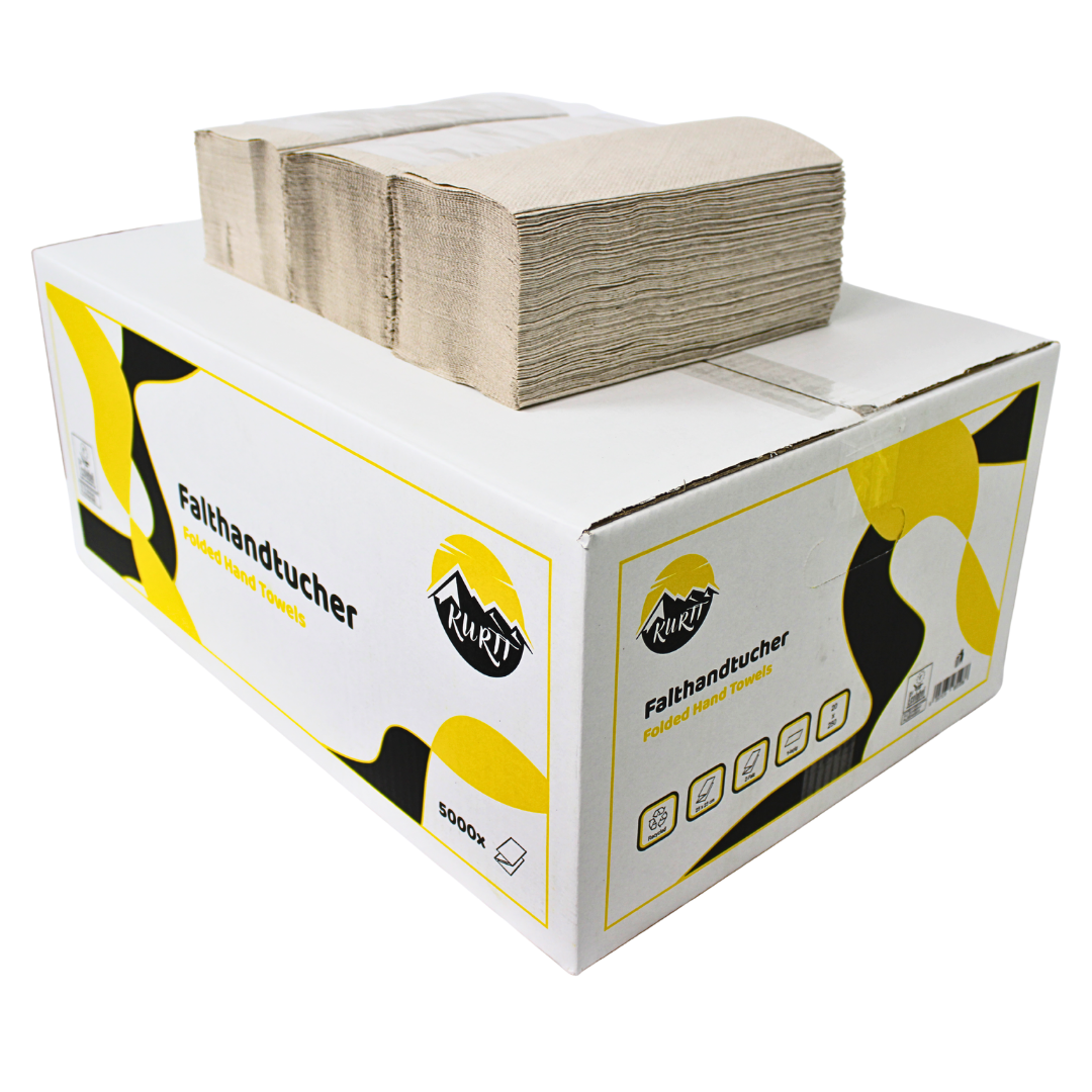 Papierhandtücher für Spender | 1-lagig, 25x23 cm | 5.000 Blatt | ZZ/V-Falz geeignet für Handtuchspender in Toiletten, Büros, Praxen und Studios