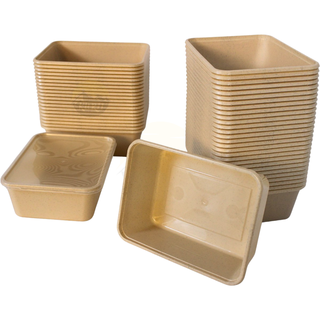 Microwave containers with lids beige 750ML - 50 pieces