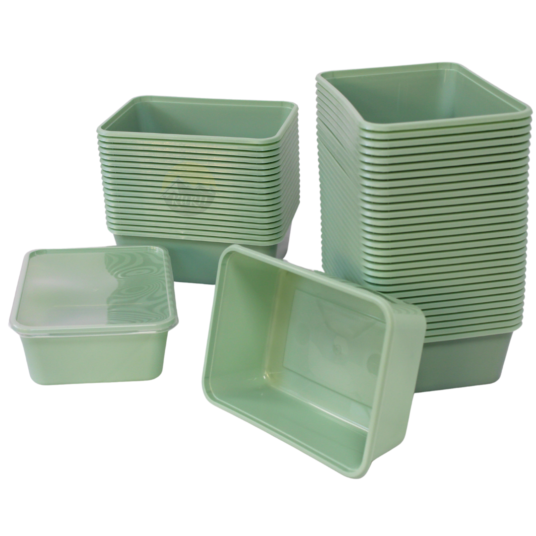 Mikrowellenbehälter mit Deckel Grün 750ML - 100 Stück