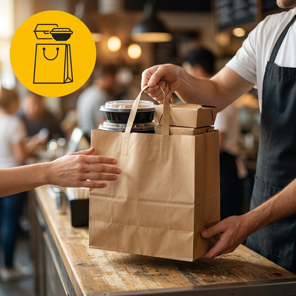 Papiertragetaschen Braun Flachhenkel 26x17x25cm – 50/100/250 Stück | Gastronomie Take-away