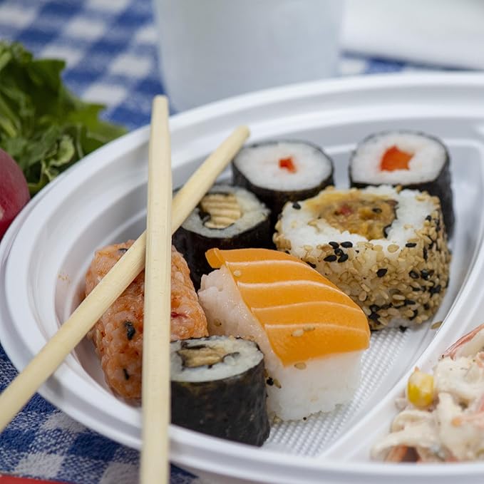 Kunststoffteller weiß 22cm 2-Fäch - 100 Stück