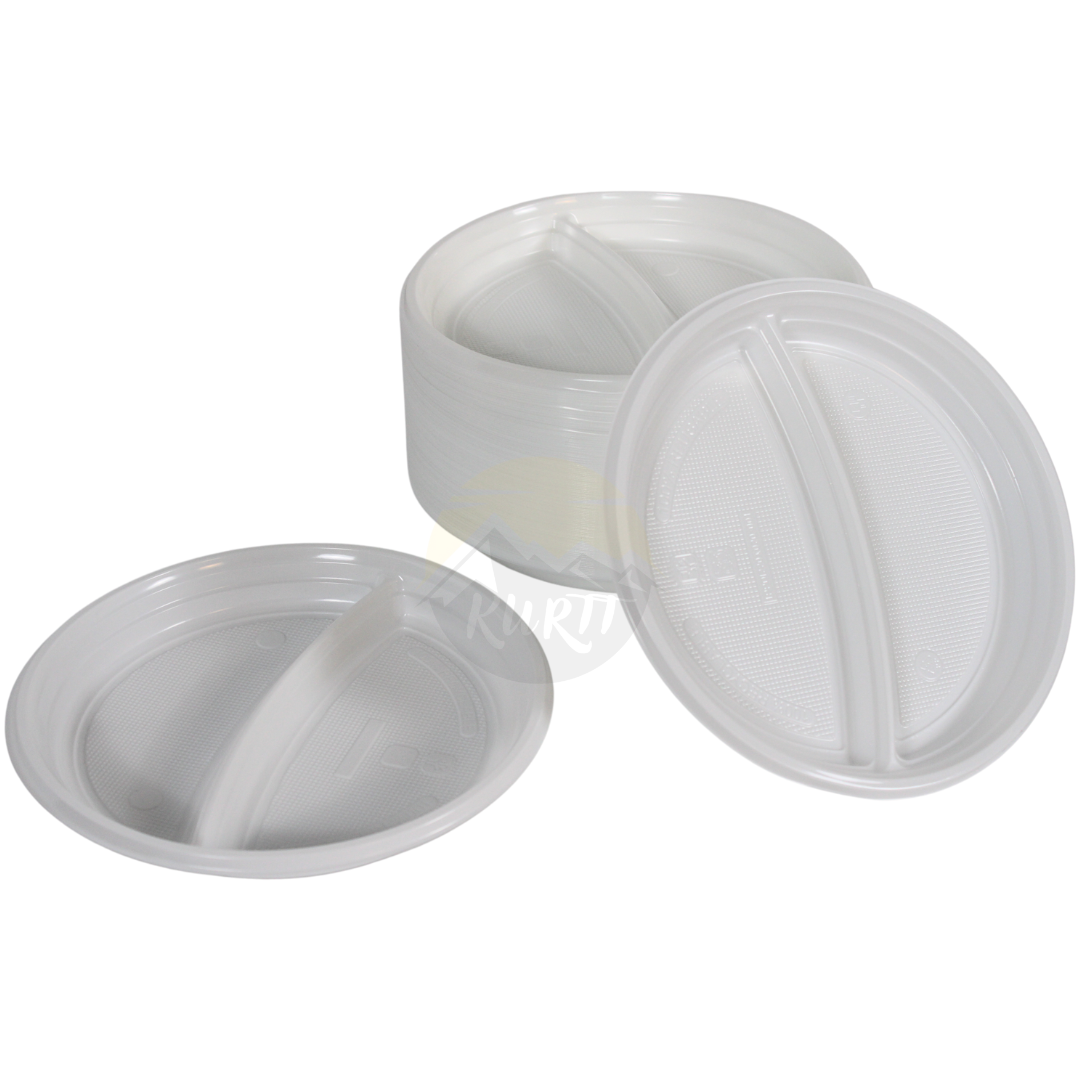 Kunststoffteller weiß 22cm 2-Fäch - 100 Stück