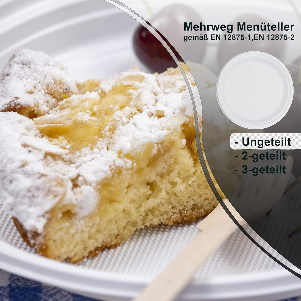 Kunststoffteller weiß 22cm ungeteilt - 100 Stück