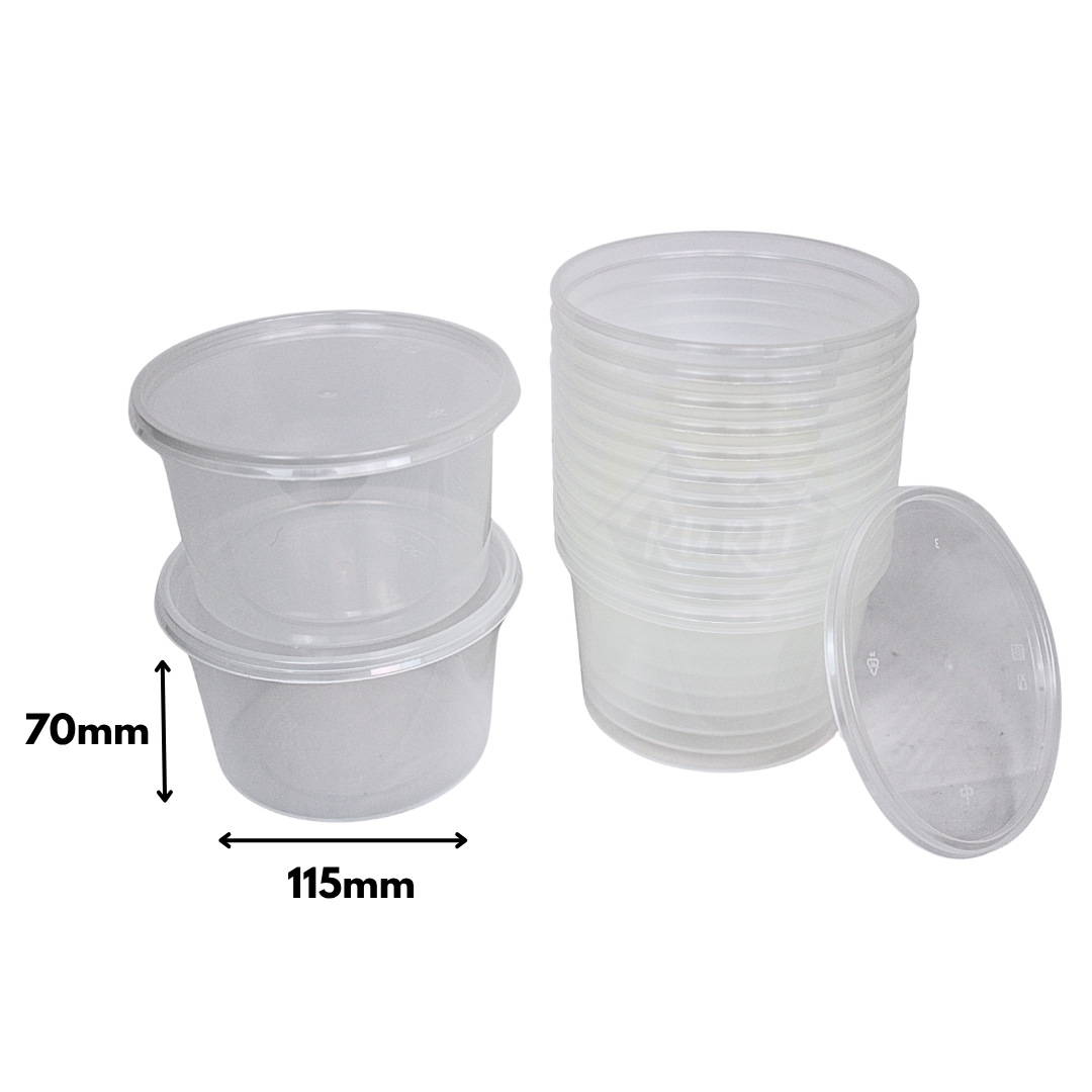 Reusable Transparent Round 500cc - 100 pieces
