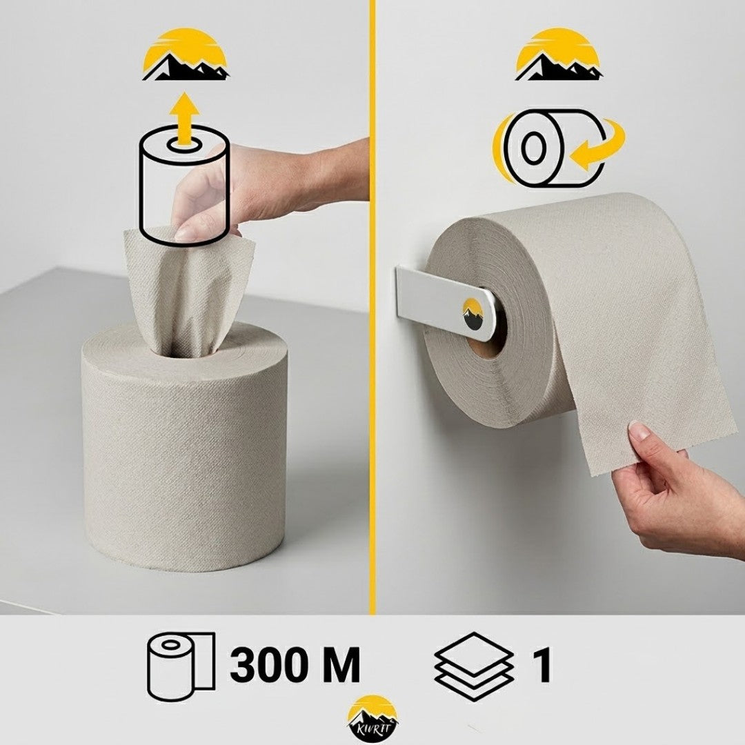 KURTT Handtuchrolle Midi Grau Innenabrollung 1-lagig Recycling 300m – 6 Rollen | Putzpapier Werkstatt Industrie