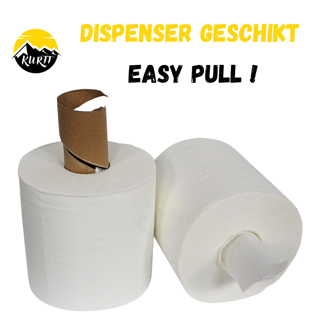 KURTT 12 Putzrollen 2-lagig, (2 x 6 Putzpapier), Spender geeignet