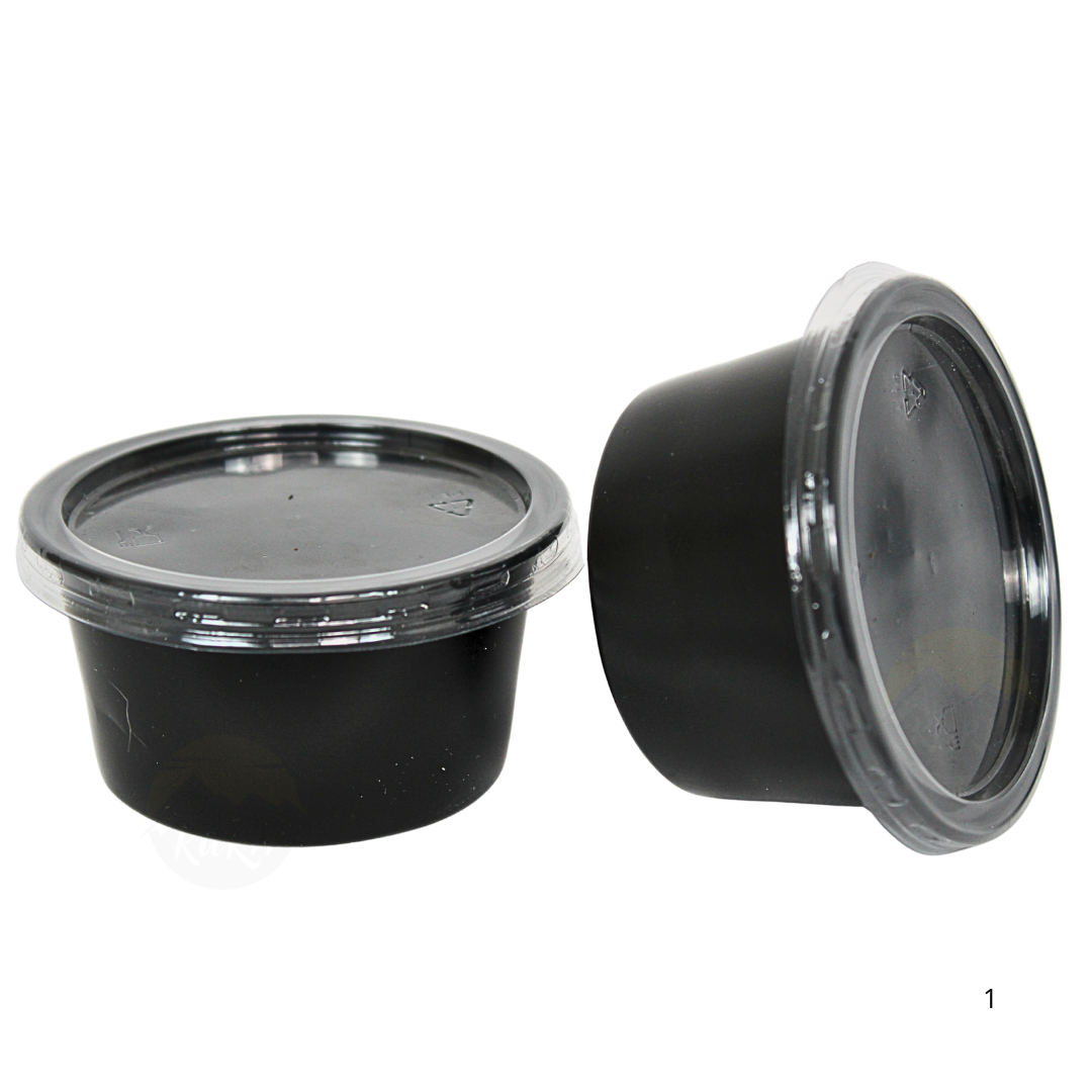 PP Saucenbecher, schwarz, mit Deckel – 1000 Stück