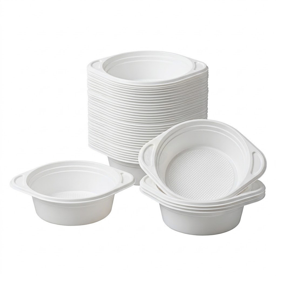 Suppenschalen 350ml Kunststoff - 100 Stück Suppenbecher Gastronomie - Weiß