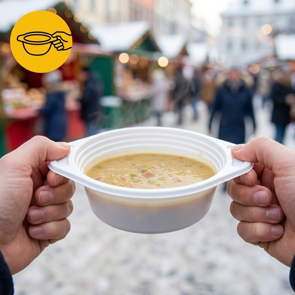 Suppenschalen 350ml Kunststoff - 100 Stück Suppenbecher Gastronomie - Weiß