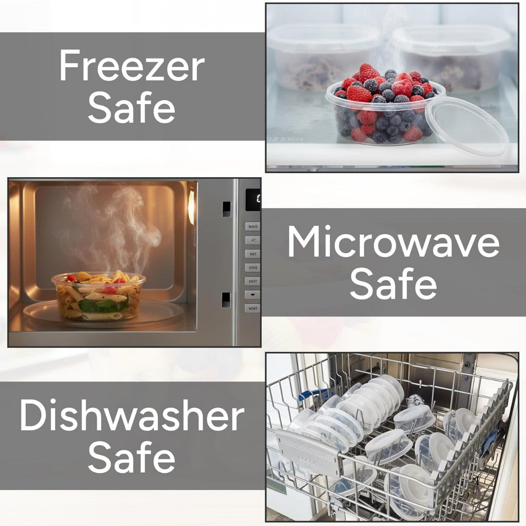 Mikrowellenbehälter mit Deckel Transparent 250ML RUND - 50 Stück