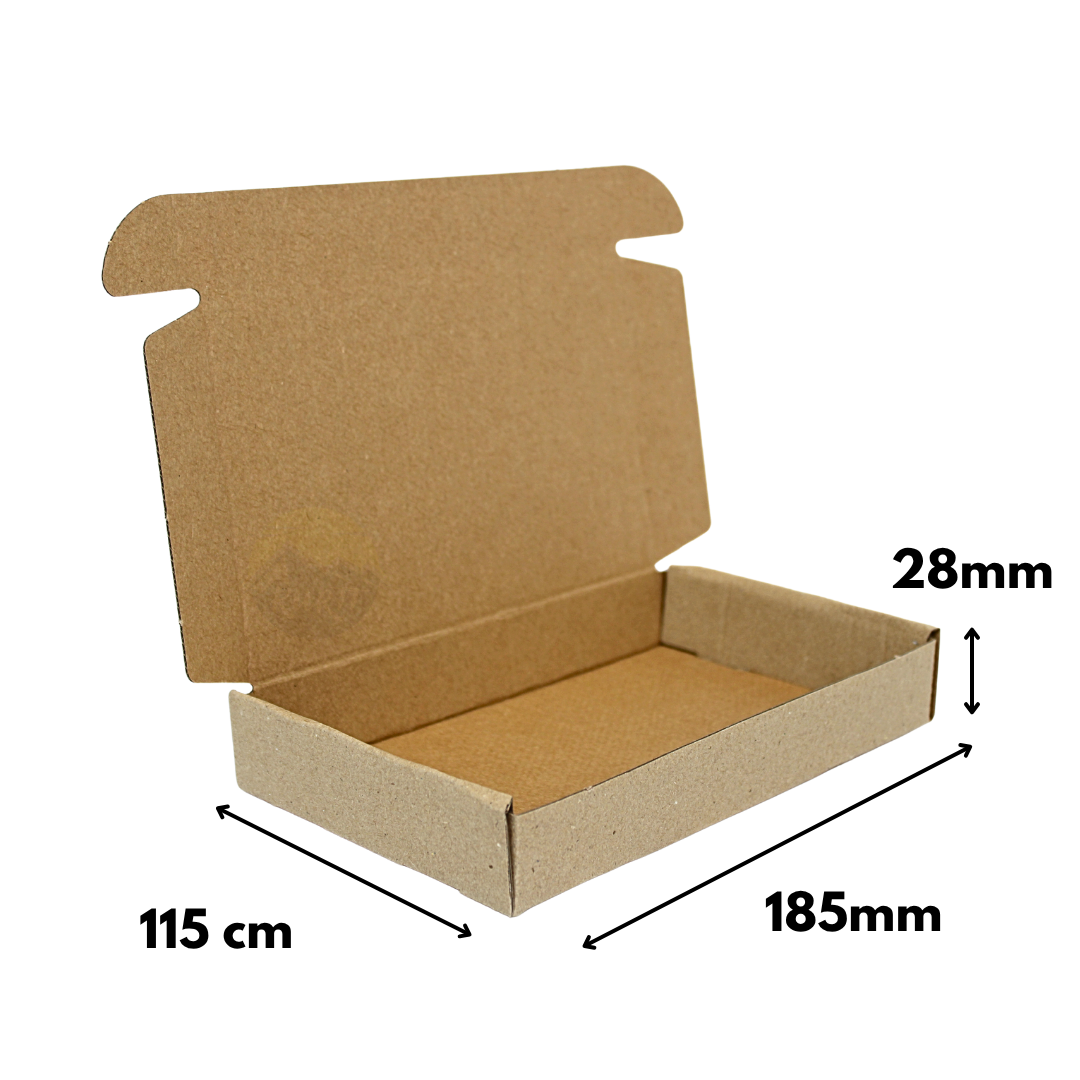 Letterbox -kasser, forsendelsesbokse brune 185x115x28mm