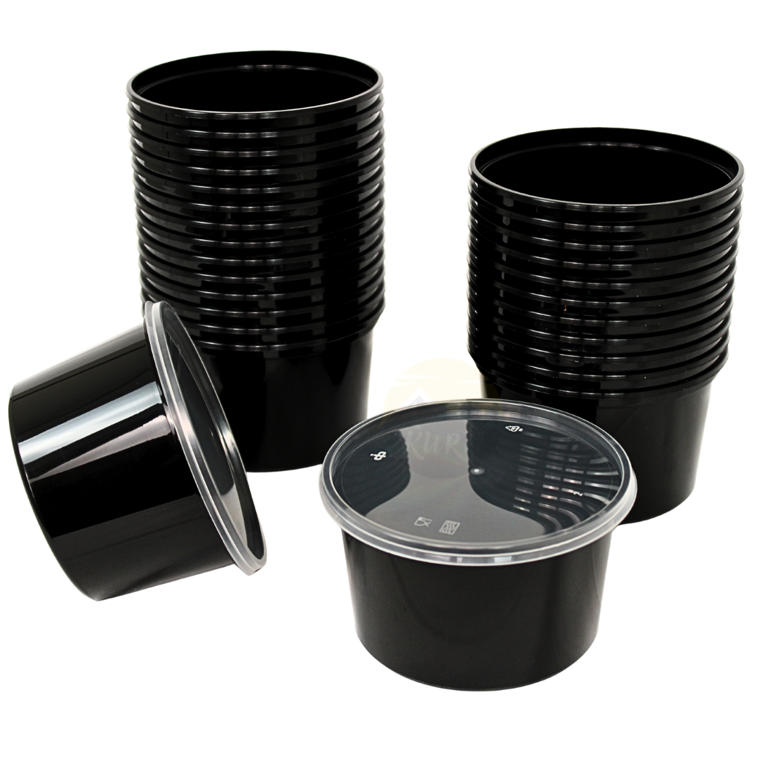 Wiederverwendbare schwarze runde 350cc - 100 Stück