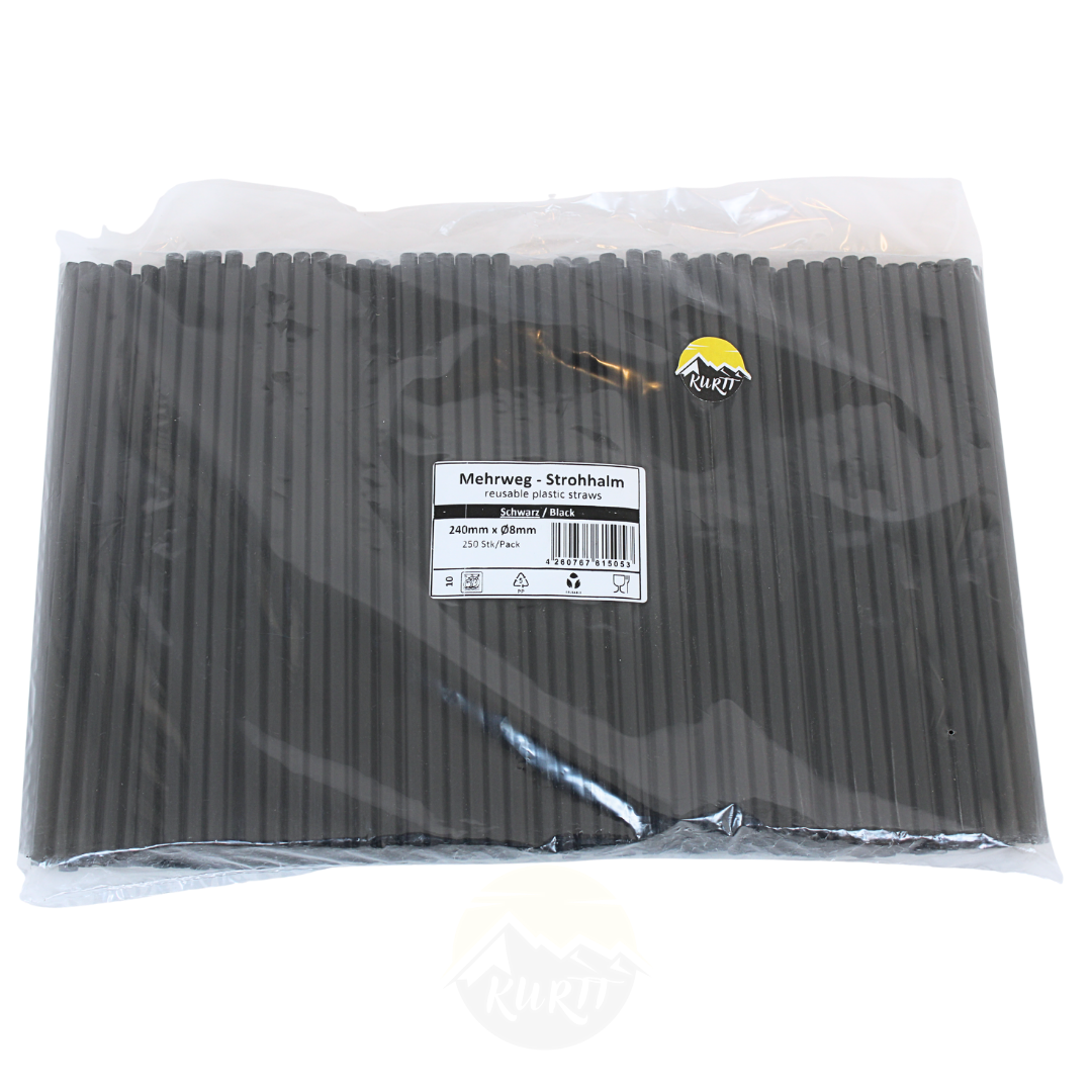 Strohhalme schwarz wiederverwendbar – 250 Stück