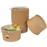 Salatschalen braun 1000ml mit Deckel - 100 stück