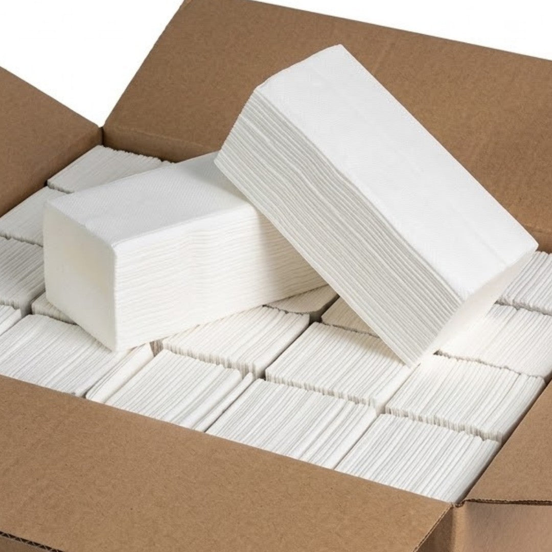 1000x (Tissue) Papierhandtücher 2-lagig 24 x 21 cm Z-Falz (5 x 200 Blatt) spendergeeignet