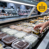 Feinkostbecher 125 ml Transparent - 100 Stück mit angehängtem Deckel | Saucenbecher