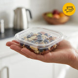 Feinkostbecher 125 ml Transparent - 100 Stück mit angehängtem Deckel | Saucenbecher