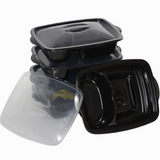 50 stück - 2 Fächer  - Meal prep boxen - Prep meal schalen | Essensbox, Lunchbox, Mikrowellenbehälter mit Deckel schwarz