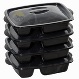 50 stück - 2 Fächer  - Meal prep boxen - Prep meal schalen | Essensbox, Lunchbox, Mikrowellenbehälter mit Deckel schwarz