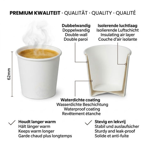 Espressobecher 120ml (4 oz) Weiß - 100 Stück | Auslaufsicher inkl. Umweltabgabe