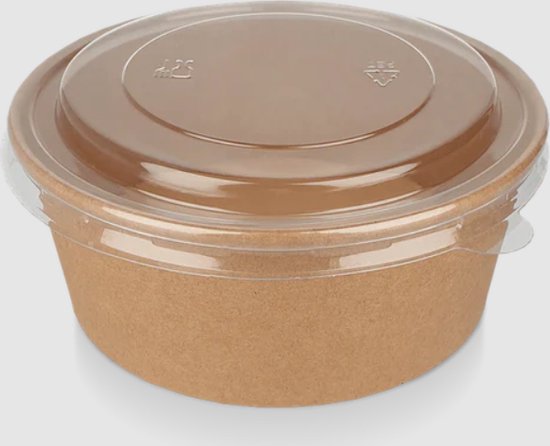 Salatschalen braun 750ml mit Deckel - 100 stück