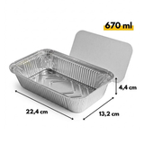 Aluminiumschalen mit Deckel 100 Stück - (670ml) Ofenschalen Airfryer