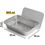 Aluschale 845L mit Deckel 21x14cm | 100 Stück | Lasagne Gratin Moussaka Cannelloni