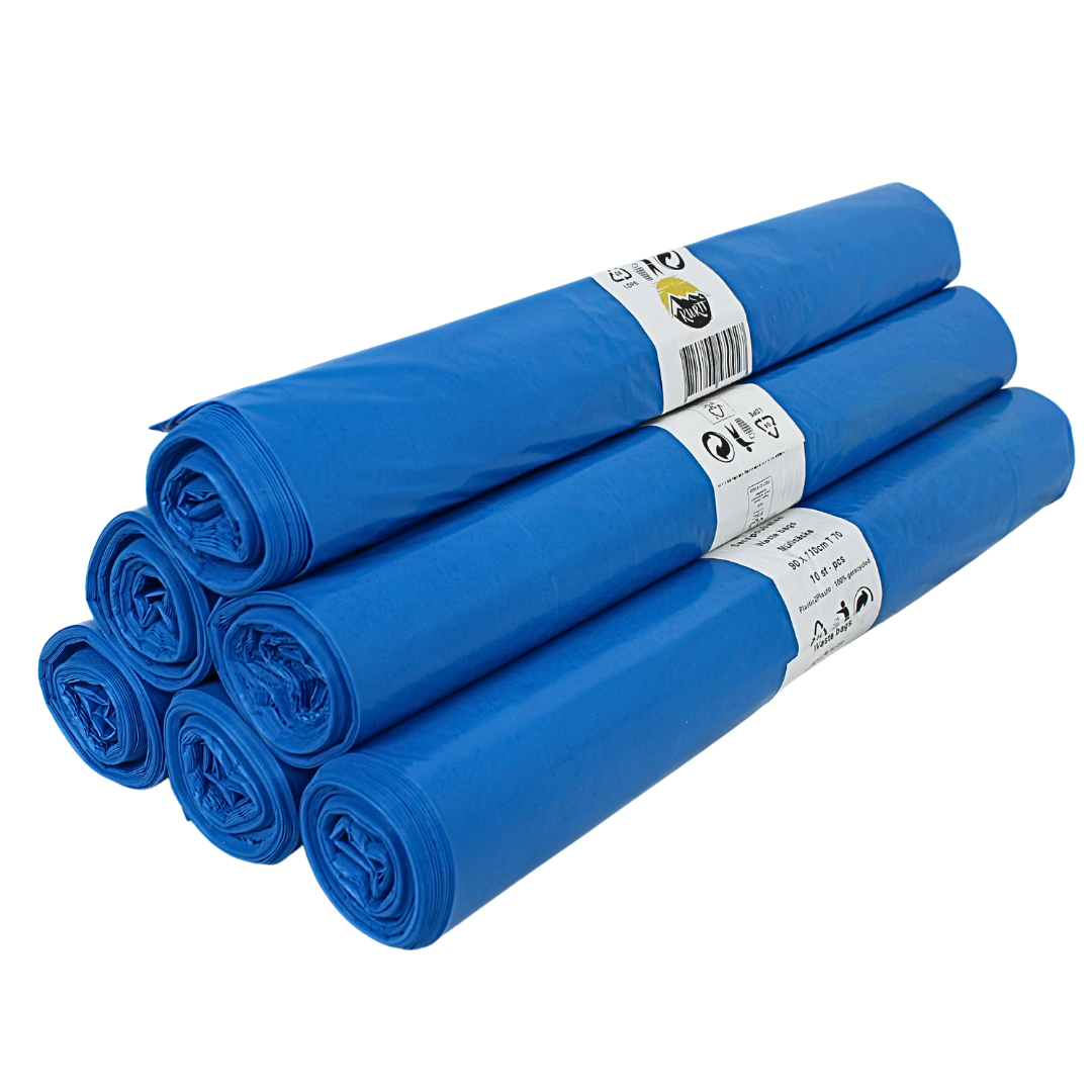 LDPE Müllsäcke 90 x 110 cm Blau (170L) – Typ 70 (auf Rolle) - 100 Stück