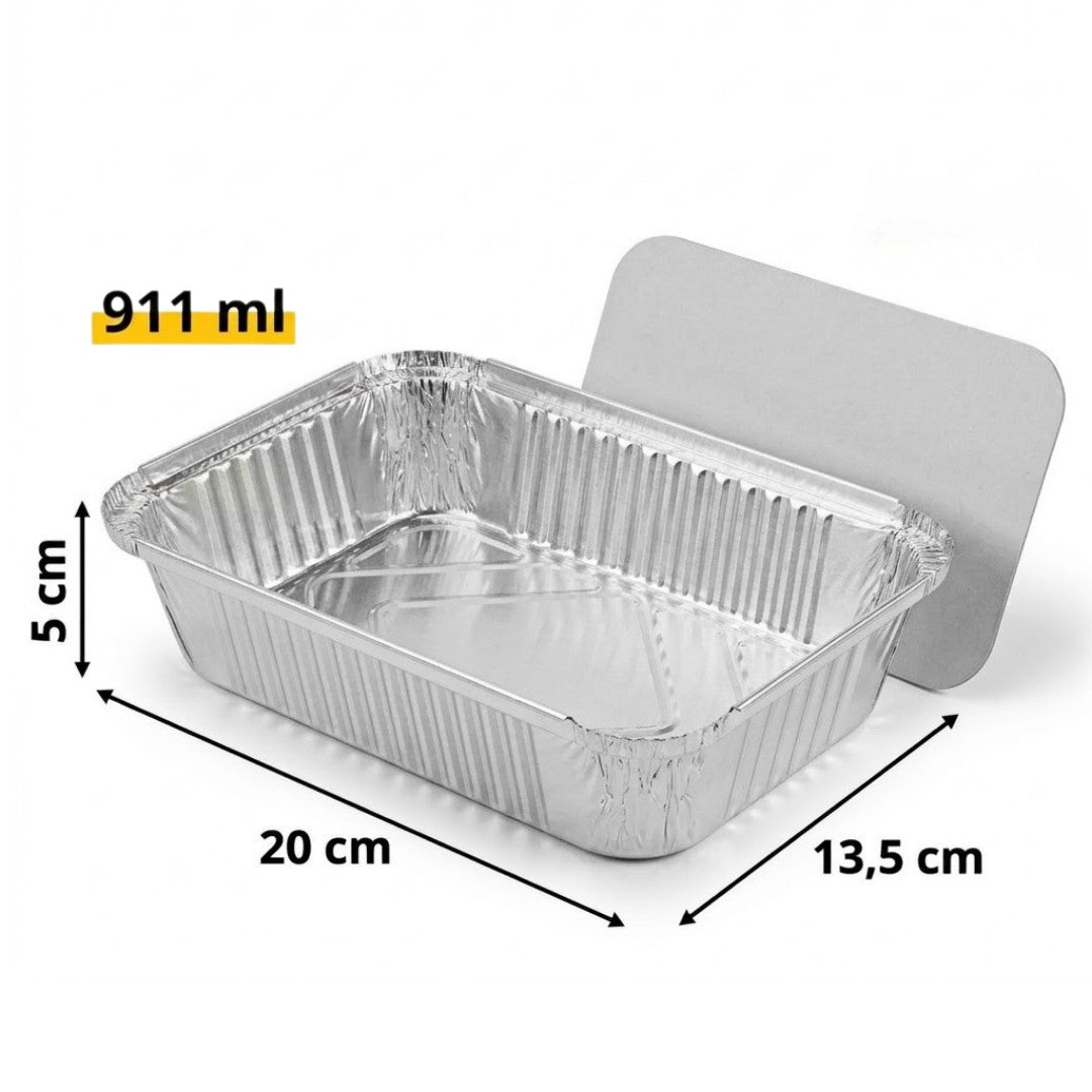 Aluschalen mit Deckel 100 Stück – (911L) Ofenschalen Airfryer