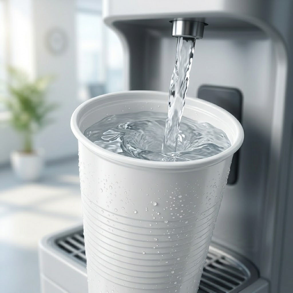 Plastik Trinkbecher Weiß 0,2L PE – 3000 Stück | Einwegbecher Kantine Wasserspender Professionell | Umweltabgabe Inbegriffen
