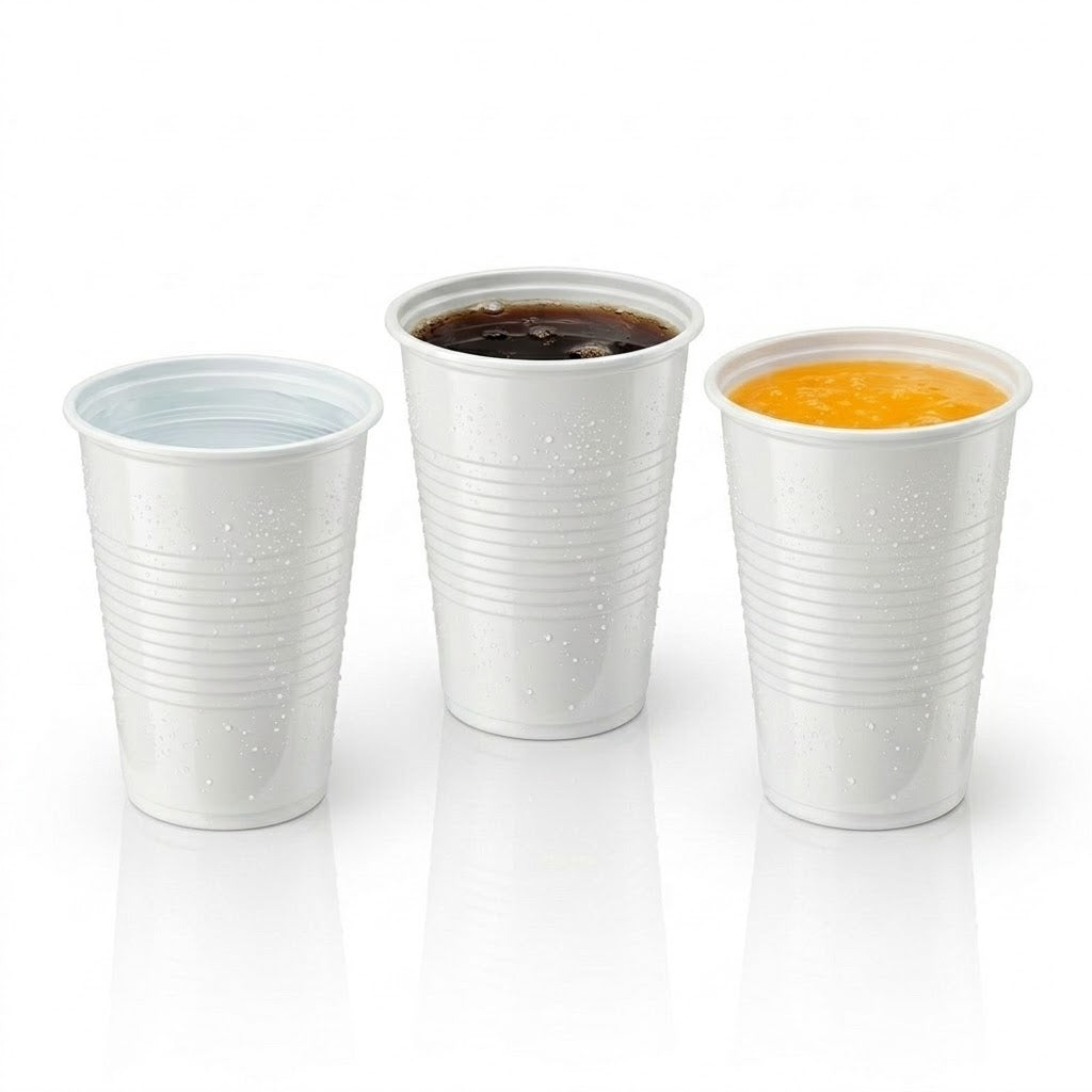 Plastik Trinkbecher Weiß 0,2L PE – 3000 Stück | Einwegbecher Kantine Wasserspender Professionell | Umweltabgabe Inbegriffen