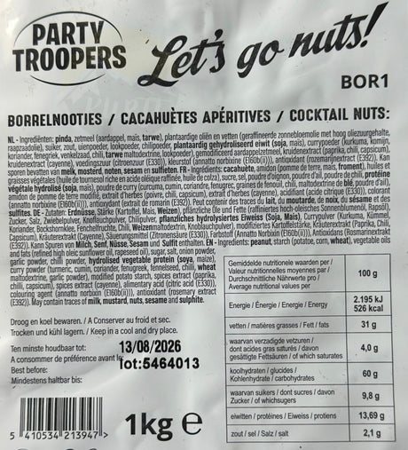 Borrelnootjes, Cocktailsnacks - 1 KG