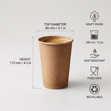 Koffiebekers To Go 300ml 12oz Kraft Slim 80mm